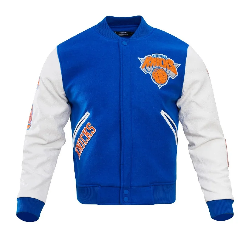 NBA NEW YORK KNICKS CLASSIC WOOL MEN'S VARSITY JACKET (ROYAL/WHITE)