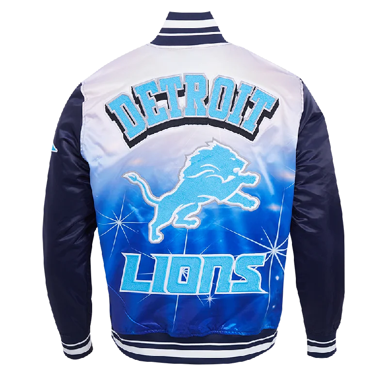 NFL DETROIT LIONS SUBLIMATED MEN'S SATIN JACKET-MIDNIGHT SKY (MIDNIGHT NAVY)