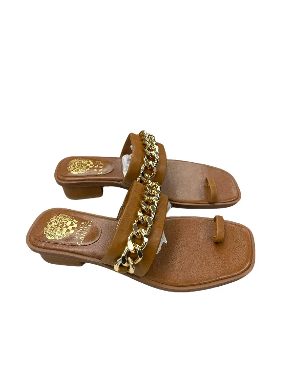 Graceful Charm Brown Sandals Heels Block Vince Camuto, Size 7.5