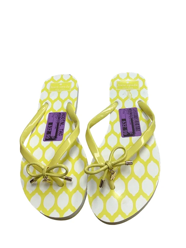 Stylish Detailing Yellow Sandals Flip Flops Kate Spade, Size 9