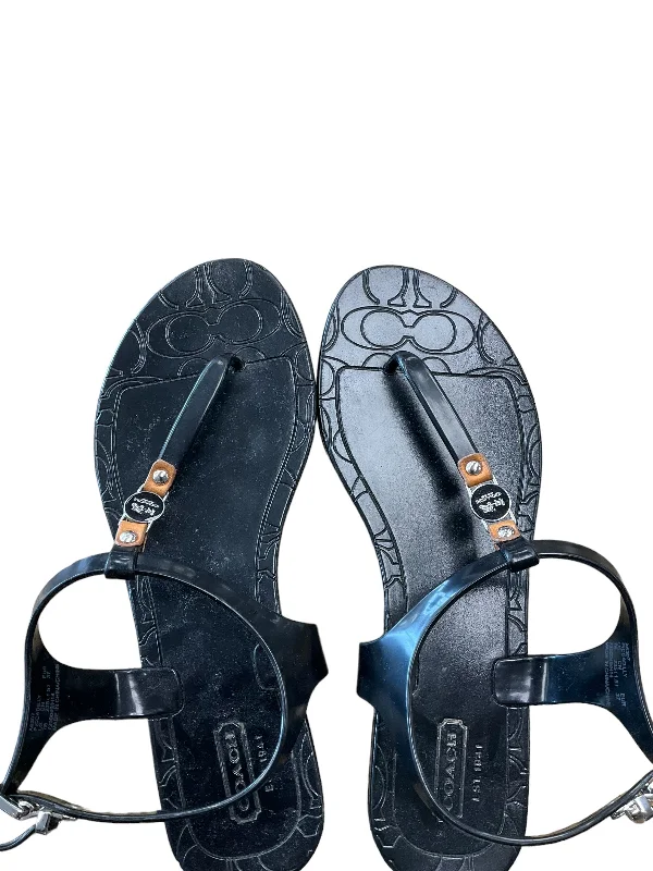 Couture Look Black Sandals Designer Coach, Size 7