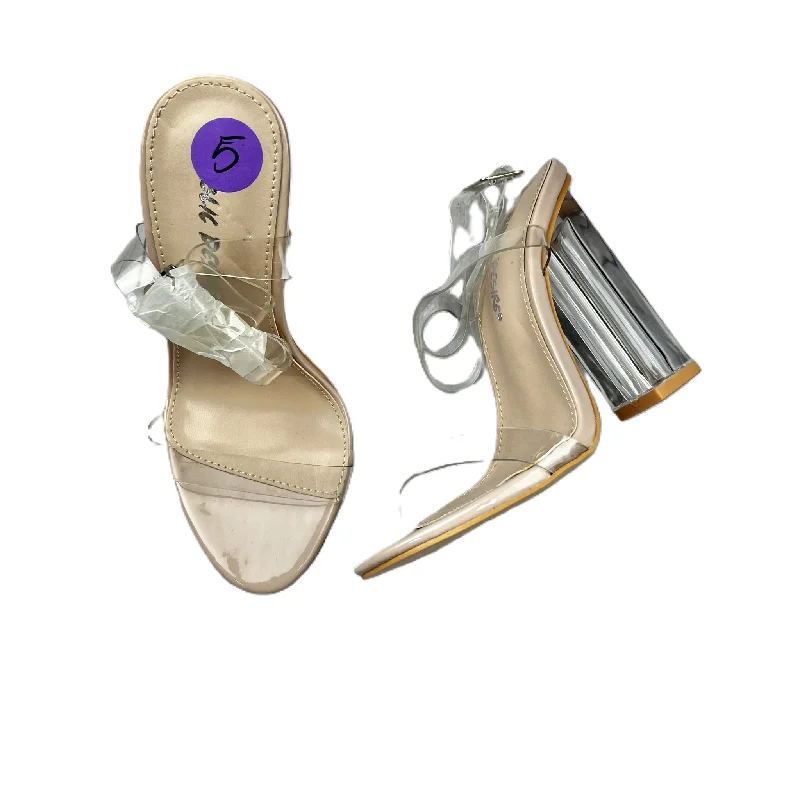 Stylish Accent Clear Sandals Heels Block By Public Desire, Size: 5