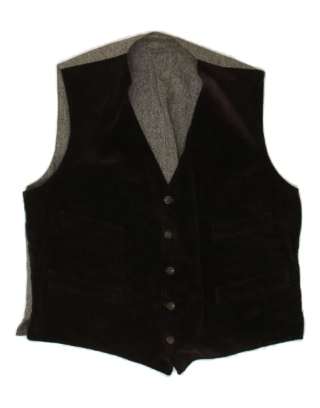 VINTAGE Mens Waistcoat Medium Black Colourblock