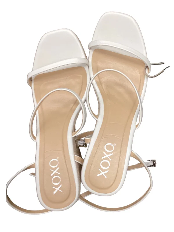 Statement Elegance White Sandals Heels Wedge Xoxo, Size 8