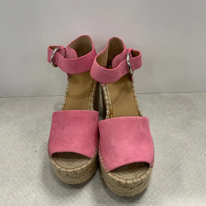 Glam Touch Pink Sandals Heels Wedge Marc Fisher, Size 8.5