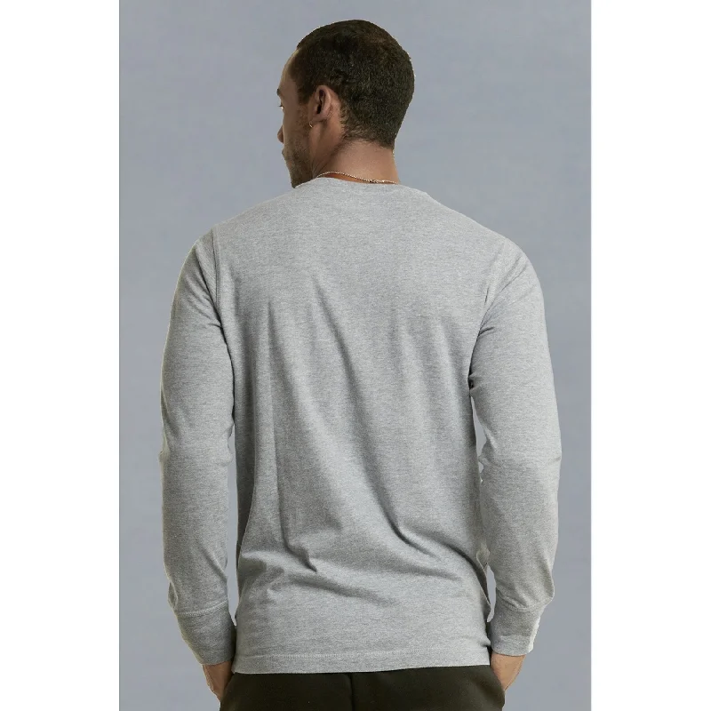 KNOCKER Men's Crew Neck Solid Cotton Henley Shirt