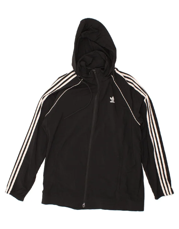 ADIDAS Mens Hooded Rain Jacket UK 40 Large Black Polyamide