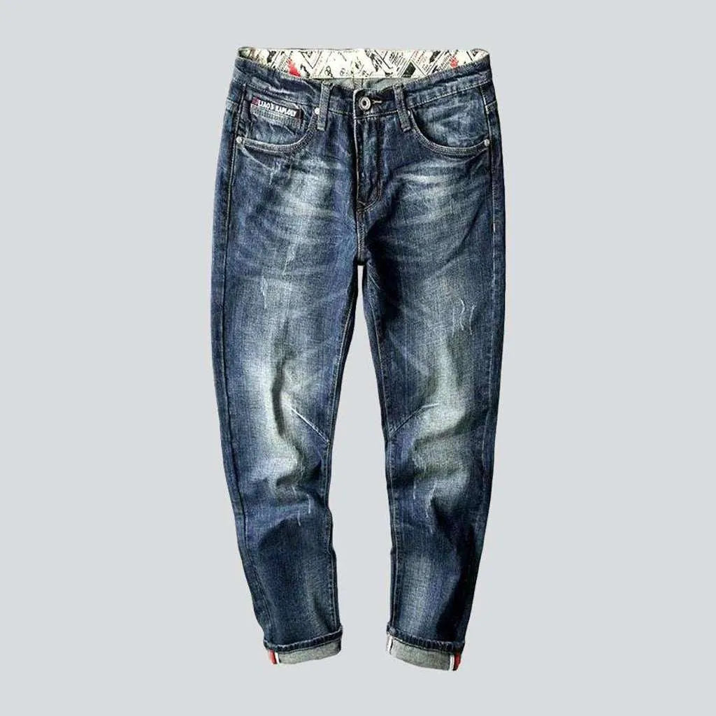 Printed pockets vintage men's jeans