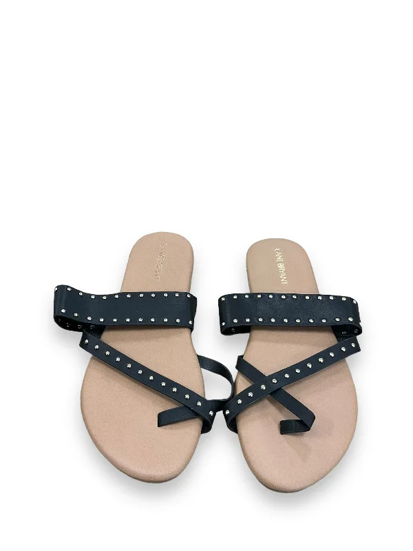 Classic Look Black & Brown Sandals Flip Flops Lane Bryant, Size 9