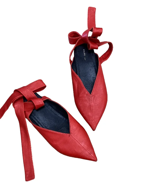 Fashionable Silhouette Sandals Designer By Celine In Red, Size: 7