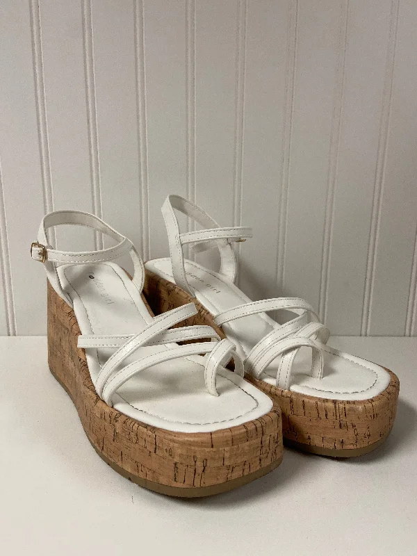 Glamorous Details White Sandals Heels Wedge Madden Girl, Size 9