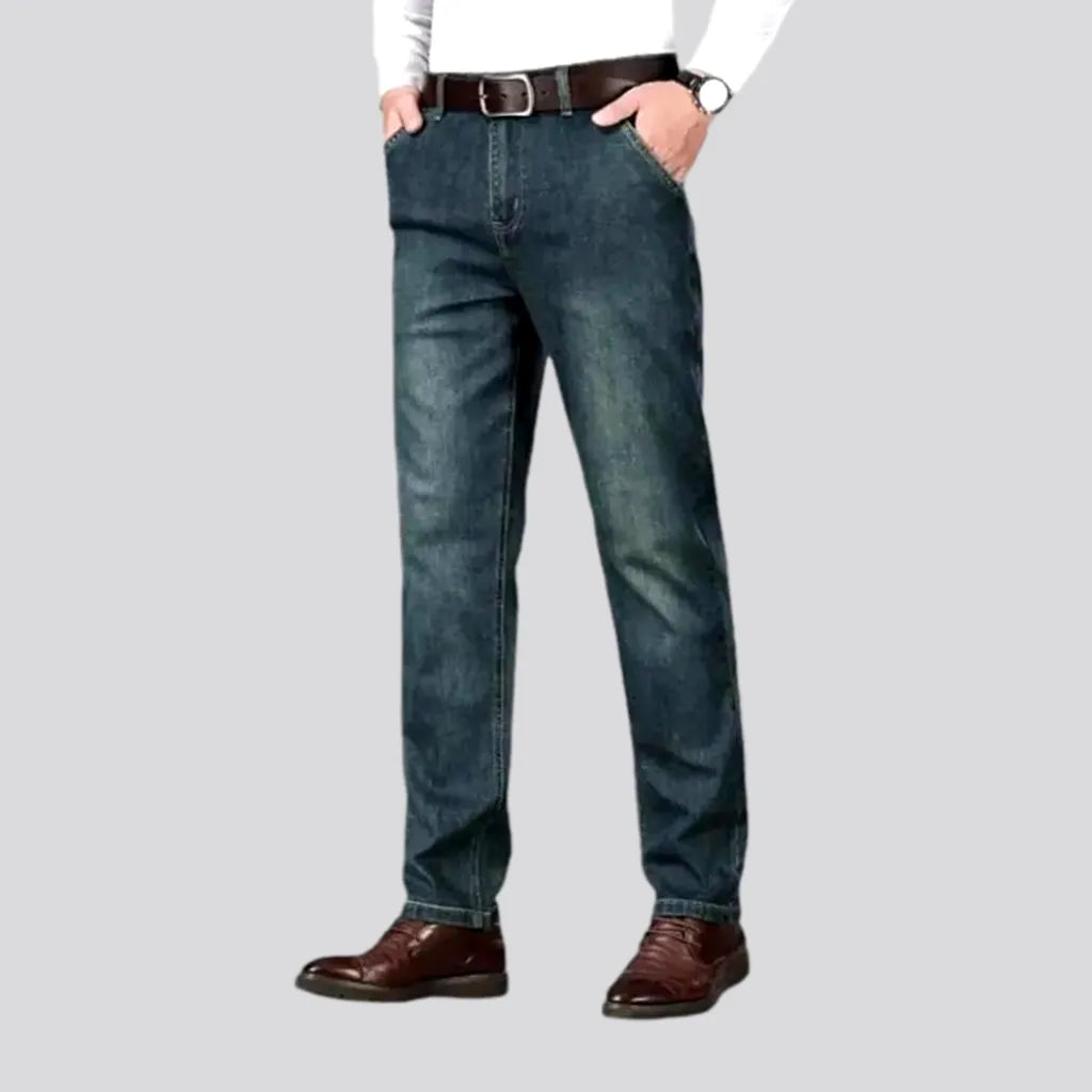 Sanded tapered casual jeans for men