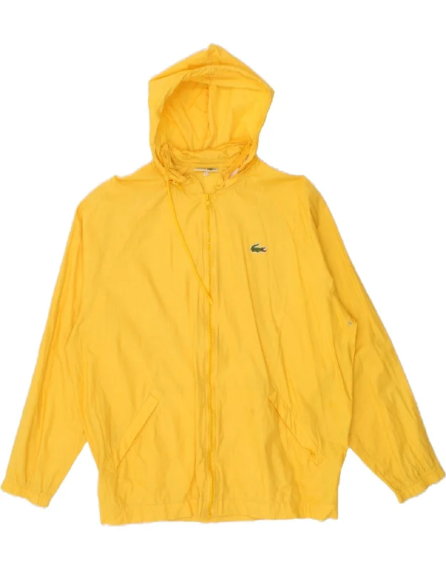 LACOSTE Mens Hooded Bomber Jacket Size 5 Large Yellow Cotton