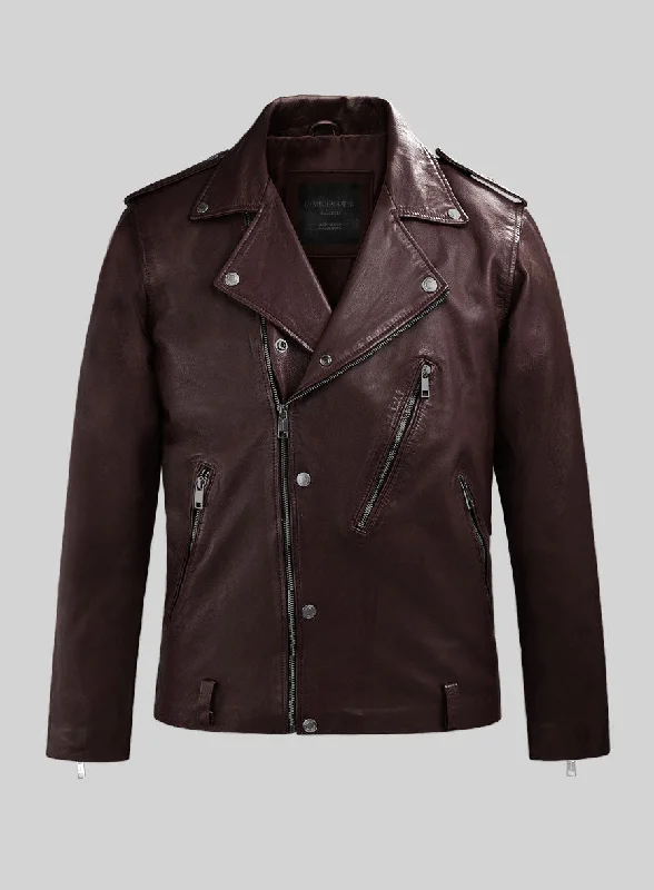 Revolt Burgundy Biker Leather Jacket