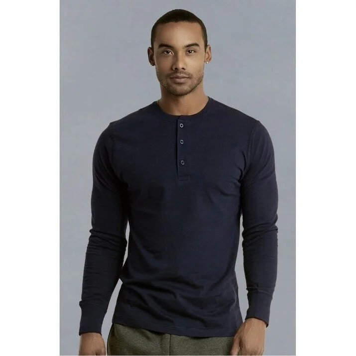 Men's Crew Neck Solid Cotton Henley Shirt