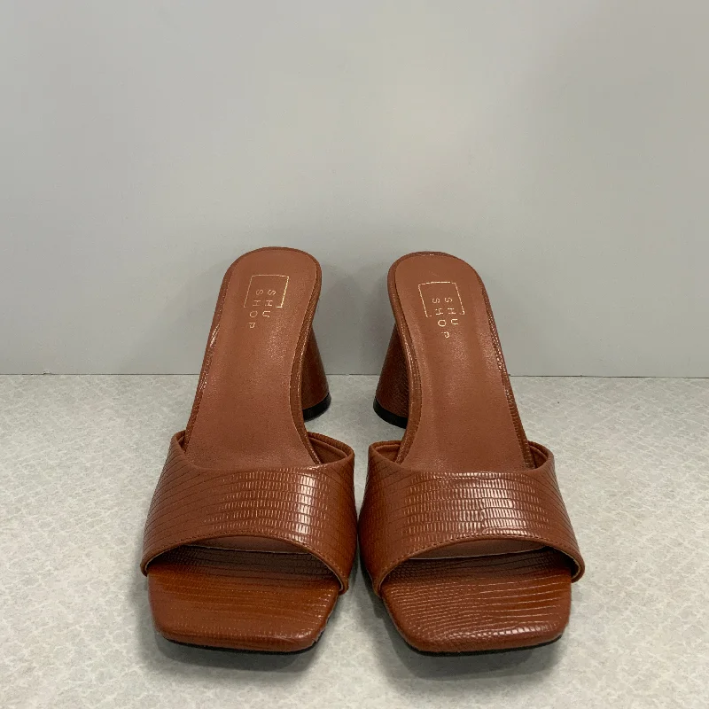 City Chic Brown Sandals Heels Block Shu Shop, Size 10