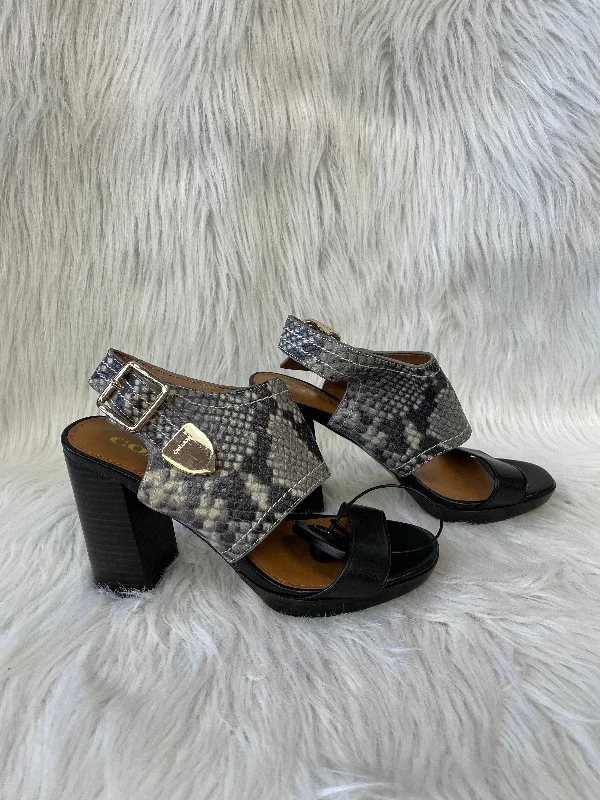 Fashion Enthusiast Snakeskin Print Sandals Designer Coach, Size 6.5