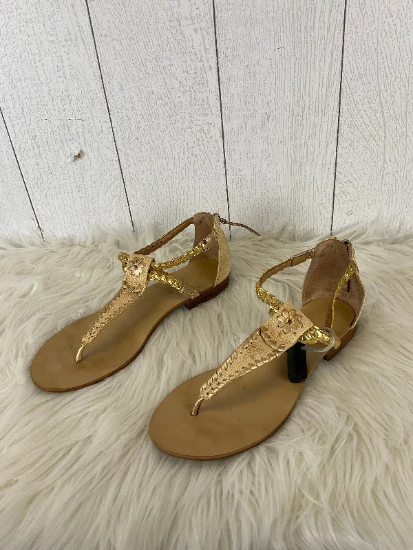 Parisian Charm Gold Sandals Designer Jack Rogers, Size 7