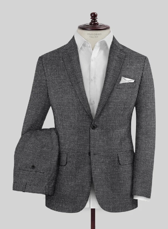 Noble Blue Gray Wool Silk Linen Suit