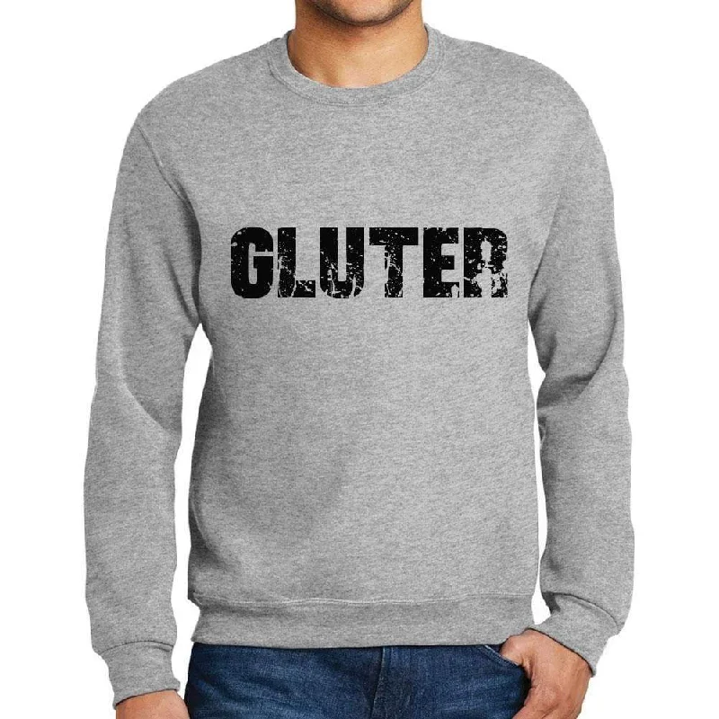 Men's Printed Graphic Sweatshirt Popular Words GLUTER Grey Marl