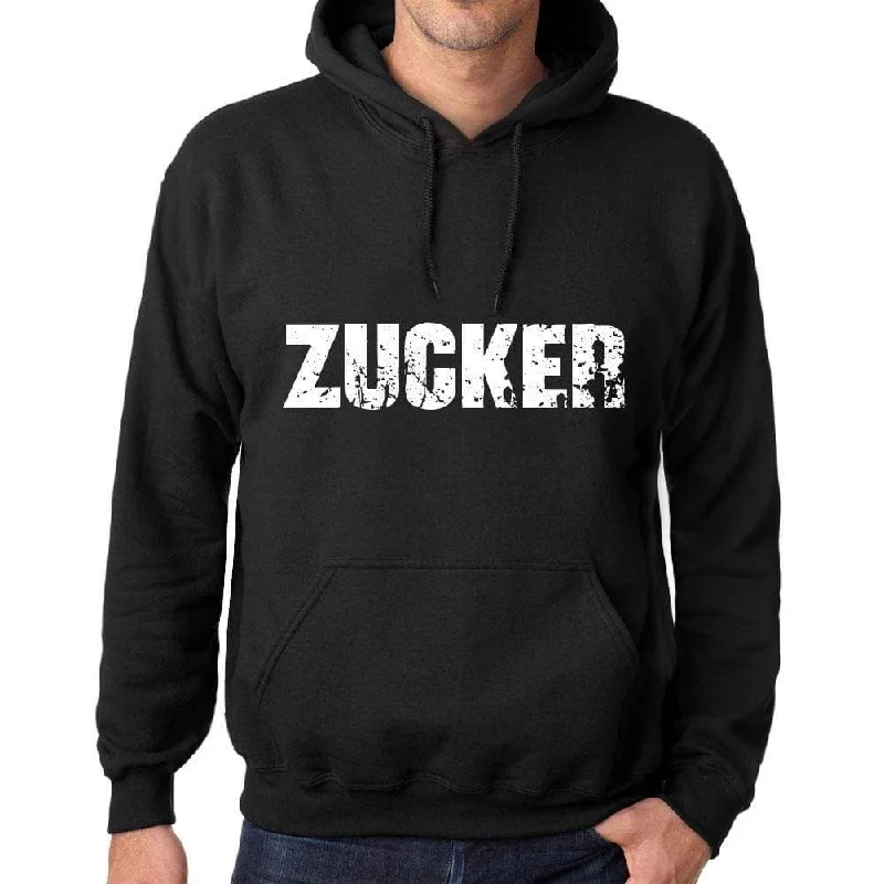 Men's Women's Unisex Printed Graphic Cotton Hoodie Soft Heavyweight Hooded Sweatshirt Pullover Popular Words ZUCKER Deep Black