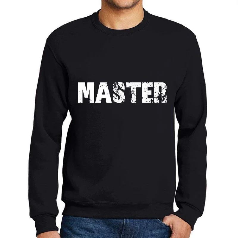 Men's Printed Graphic Sweatshirt Popular Words MASTER Deep Black