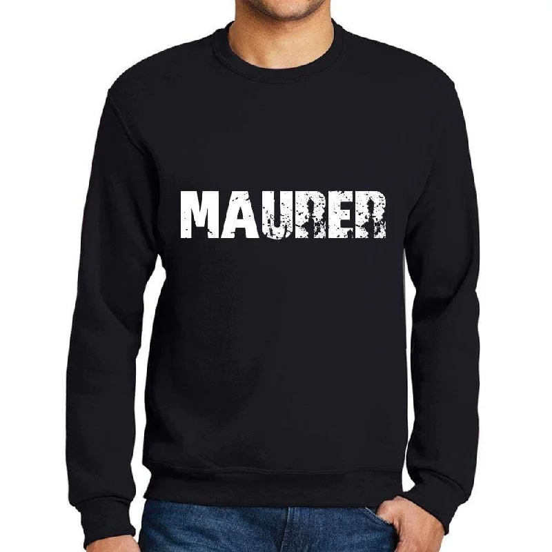 Men's Printed Graphic Sweatshirt Popular Words MAURER Deep Black