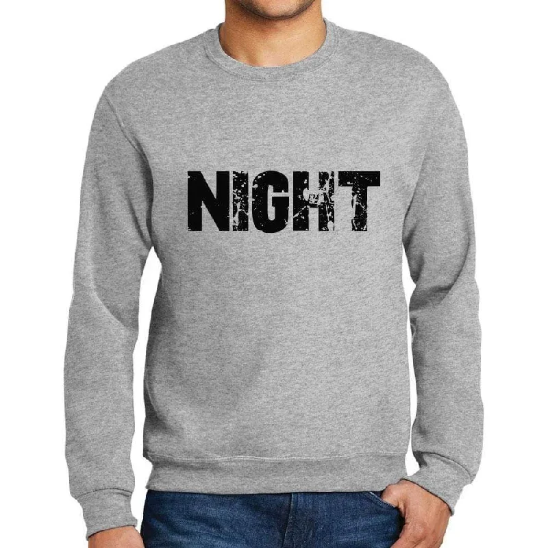 Men's Printed Graphic Sweatshirt Popular Words NIGHT Grey Marl