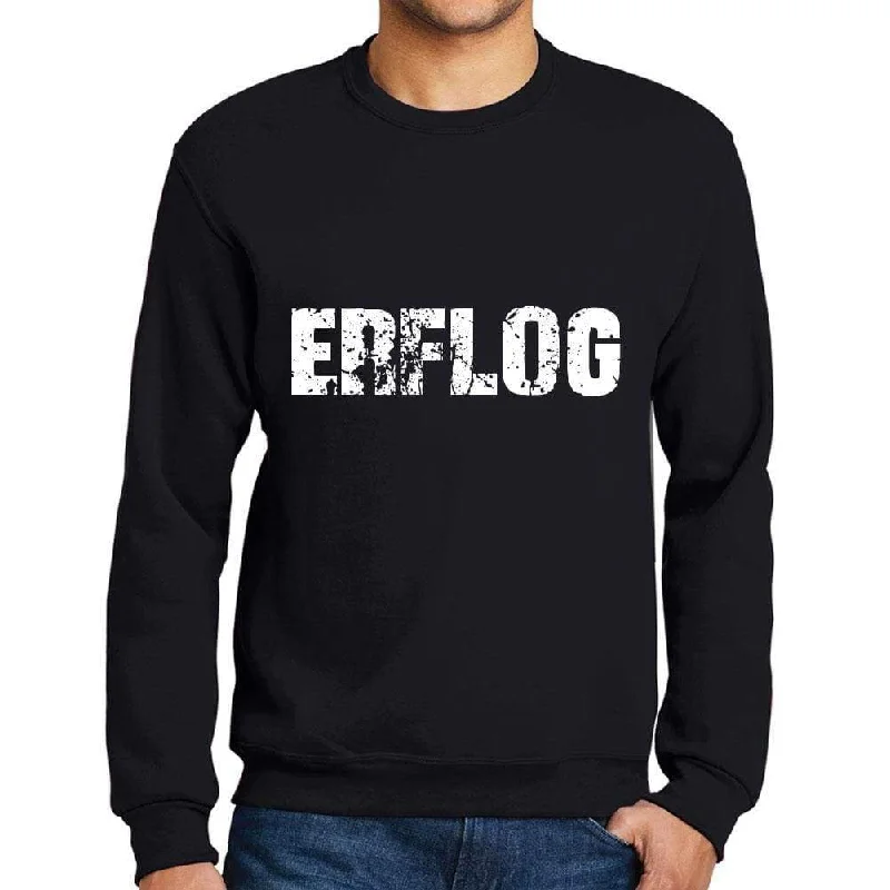 Men's Printed Graphic Sweatshirt Popular Words ERFLOG Deep Black