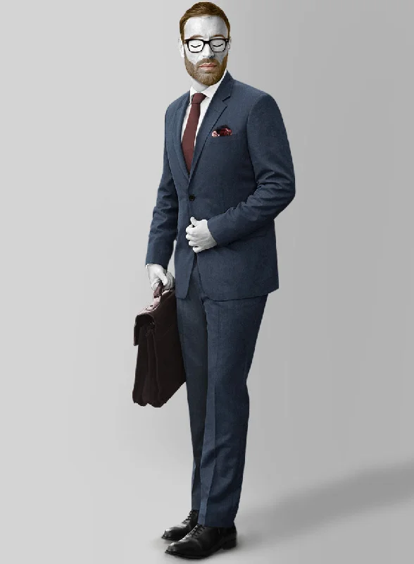 Napolean Flat Blue Wool Suit