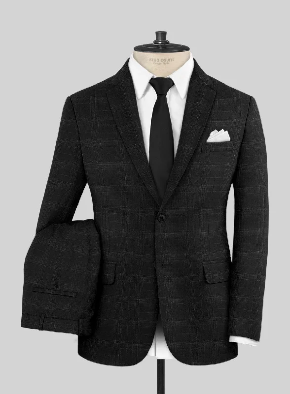 Reda Xime Black Checks Wool Suit