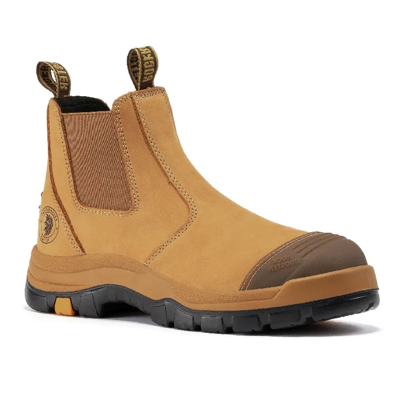 City Chic ROCKROOSTER Lumen Tan 6 inch Slip On Soft Toe Leather Work Boots AK222NT