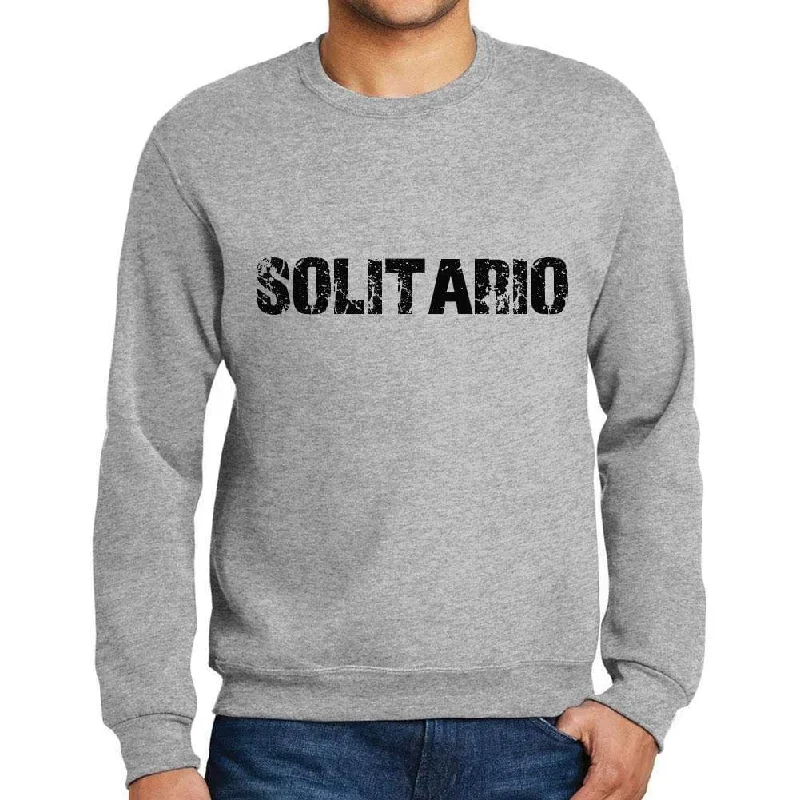 Men's Printed Graphic Sweatshirt Popular Words SOLITARIO Grey Marl