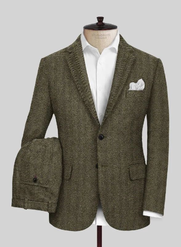 Highlander Olive Herringbone Tweed Suit