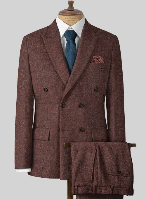 Mute Wine Herringbone Tweed Suit