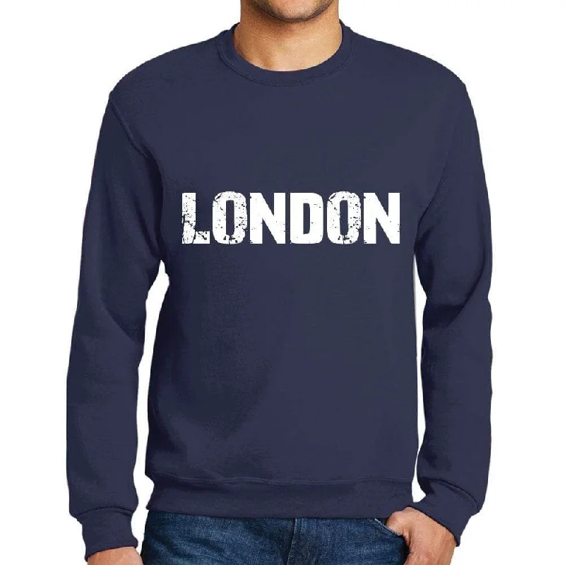 Men's Printed Graphic Sweatshirt Popular Words LONDON French Navy