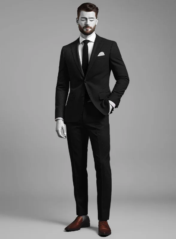 Napolean Black Wool Suit