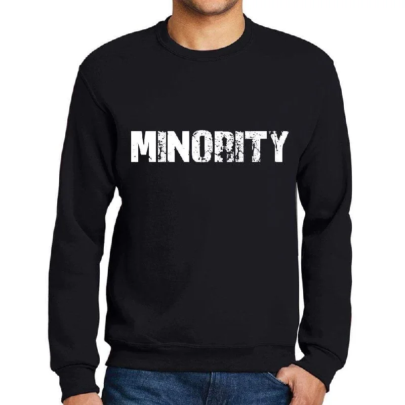 Men's Printed Graphic Sweatshirt Popular Words MINORITY Deep Black