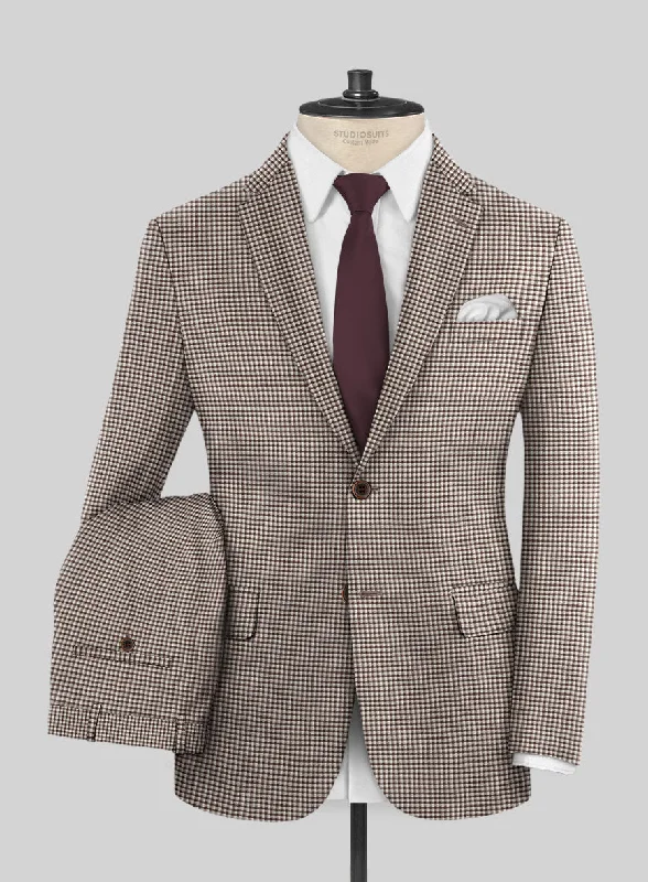 Reda Beltra Brown Checks Wool Suit