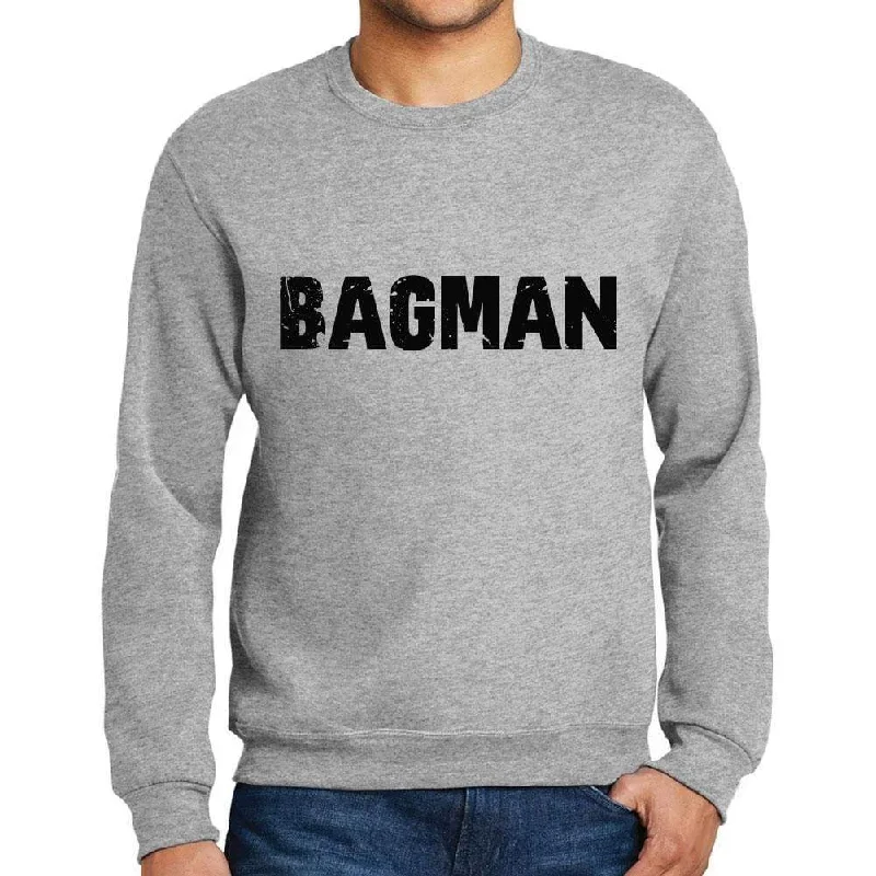 Men's Printed Graphic Sweatshirt Popular Words BAGMAN Grey Marl