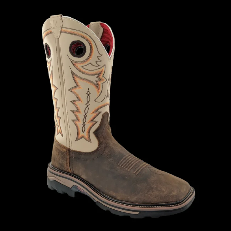 Fashion Focused Men's R. Watson Chestnut Distressed Buffalo Work Boots - Non Safety Toe