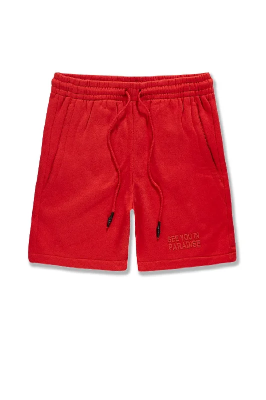 Big Men's Retro Paradise Tonal Shorts (Red)