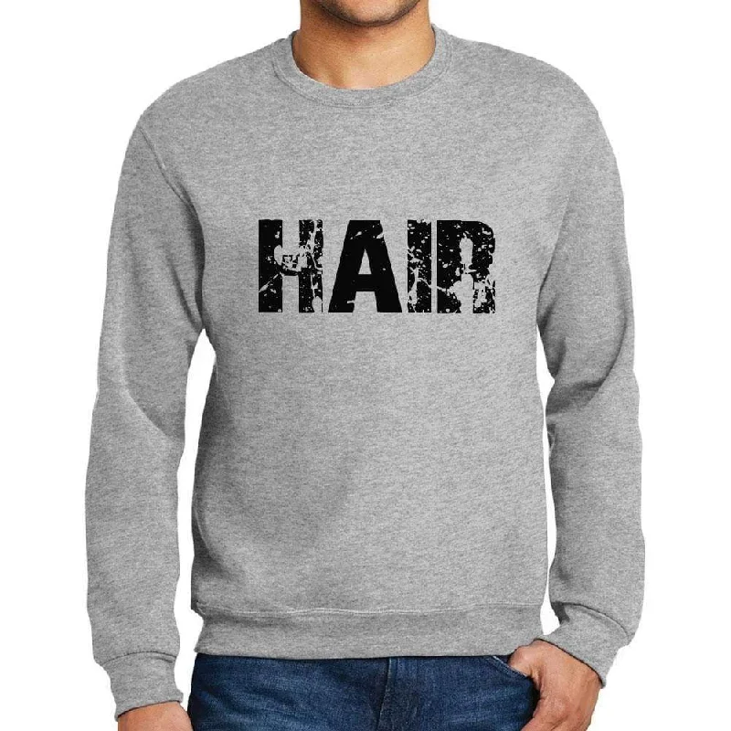 Men's Printed Graphic Sweatshirt Popular Words HAIR Grey Marl