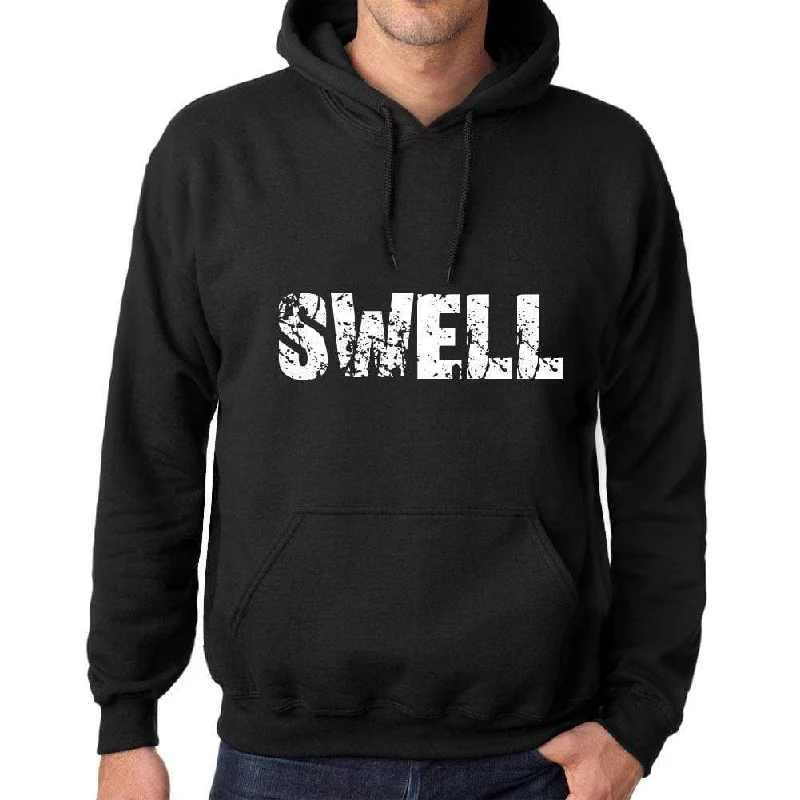 Men's Women's Unisex Printed Graphic Cotton Hoodie Soft Heavyweight Hooded Sweatshirt Pullover Popular Words SWELL Deep Black