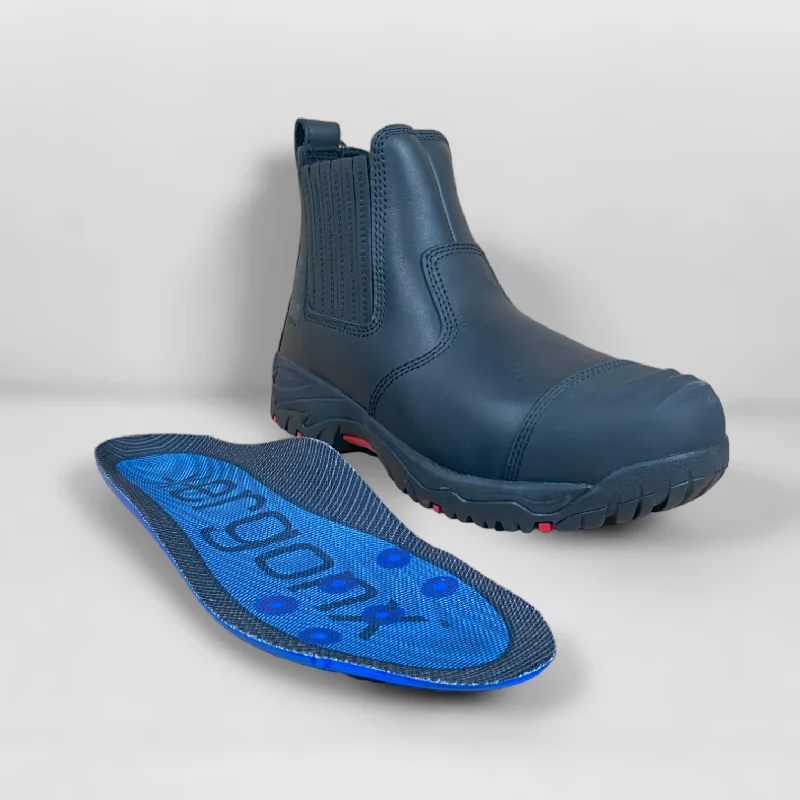 Stylish Accent Ergonx Safety Boots Slip On (Hydrogen) Black