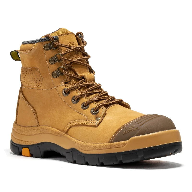 Elevated Design ROCKROOSTER Madison Tan 6 inch Zip-sided Steel Toe Leather Work Boots AK052