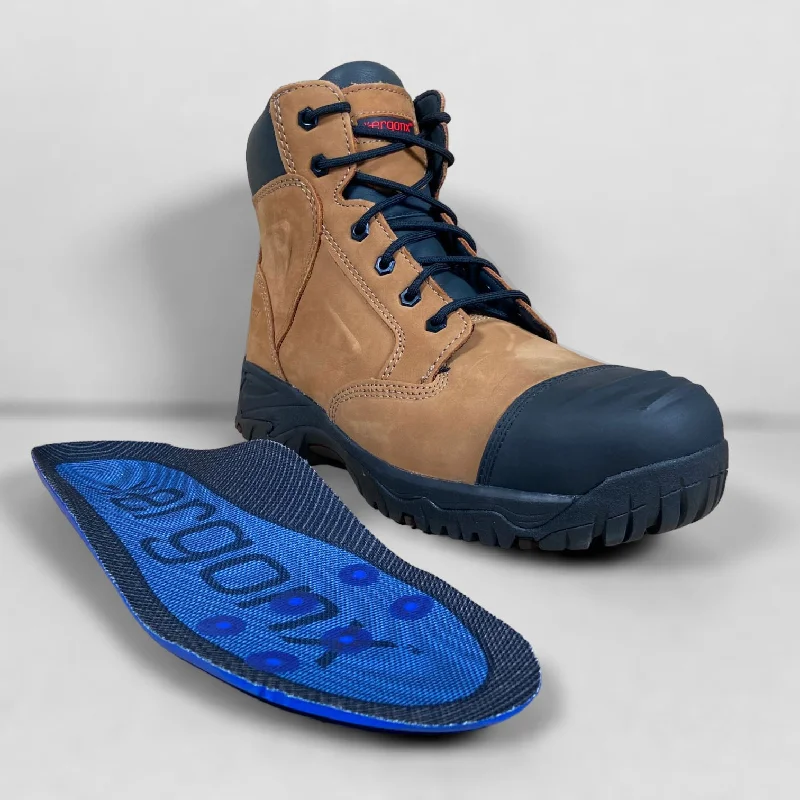 Subtle Glamour Ergonx Safety Boots Lace Up (Helium) Tan
