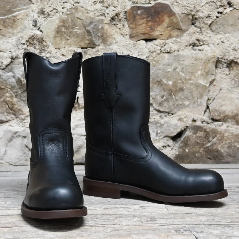 Glamorous Appeal Nutted Calf Trucker in Black with Steel Toe