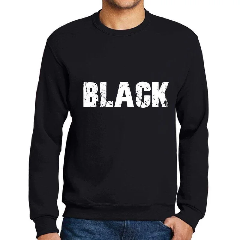 Men's Printed Graphic Sweatshirt Popular Words BLACK Deep Black