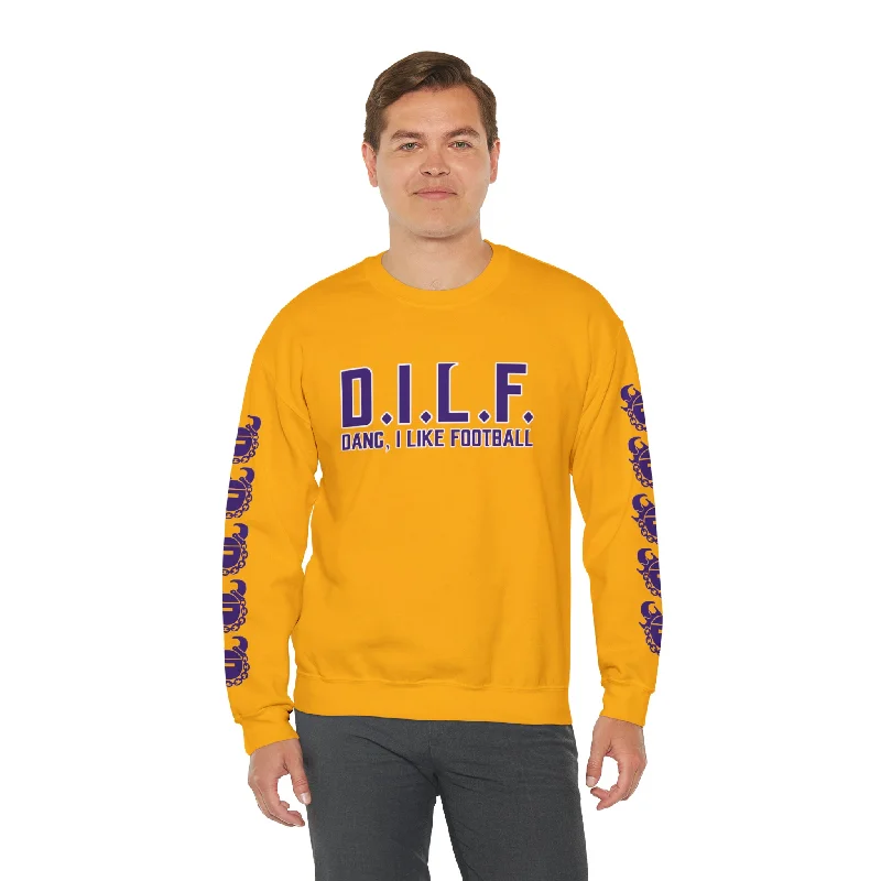 Unisex Heavy Blend™ Crewneck - D.I.L.F. + Game Day Helmet (Sleeves)